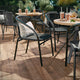 Gray |#| Gray Rattan Indoor-Outdoor Restaurant Stack Chair with Curved Back