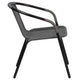 Gray |#| Gray Rattan Indoor-Outdoor Restaurant Stack Chair with Curved Back