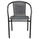 Gray |#| Gray Rattan Indoor-Outdoor Restaurant Stack Chair with Curved Back