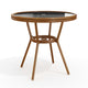 Black & White/Natural Frame |#| 31.5" Round All-Weather Patio Bistro Dining Table - Black/White & Natural Frame