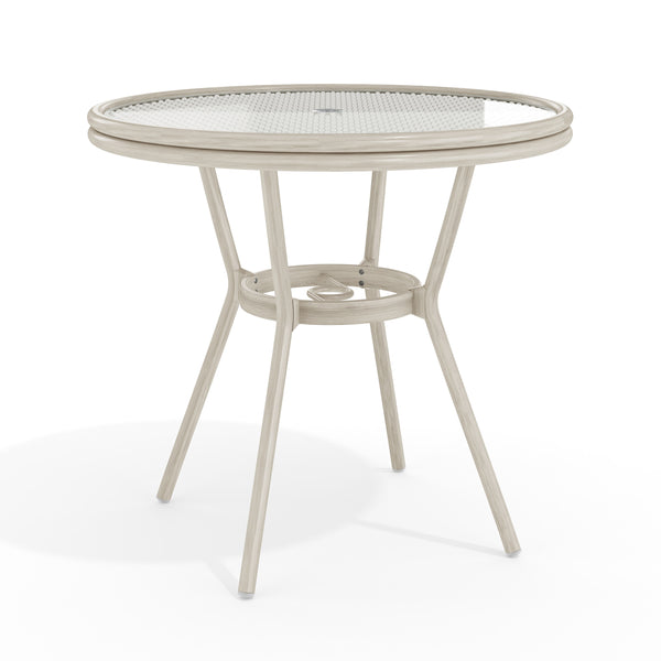 Gray & White/Gray Frame |#| 31.5" Round All-Weather Patio Bistro Dining Table - White/Gray & Gray Frame