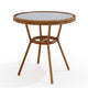 Navy & White/Natural Frame |#| 31.5" Round All-Weather Patio Bistro Dining Table - White/Navy & Natural Frame