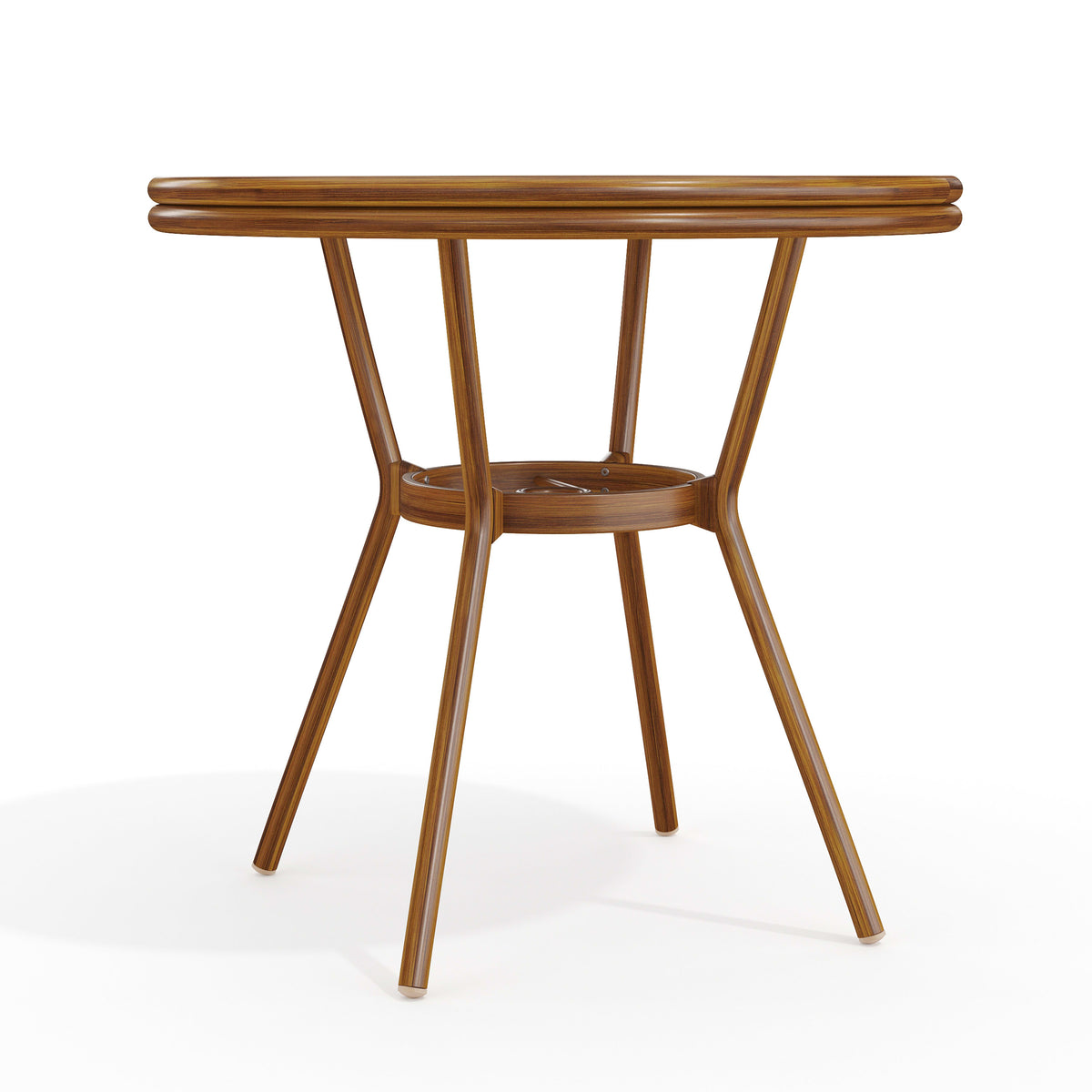 Navy & White/Natural Frame |#| 31.5" Round All-Weather Patio Bistro Dining Table - White/Navy & Natural Frame