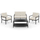 4pc Steel Patio Conversation Set with Loveseat, 2 Chairs, Coffee Table in Black