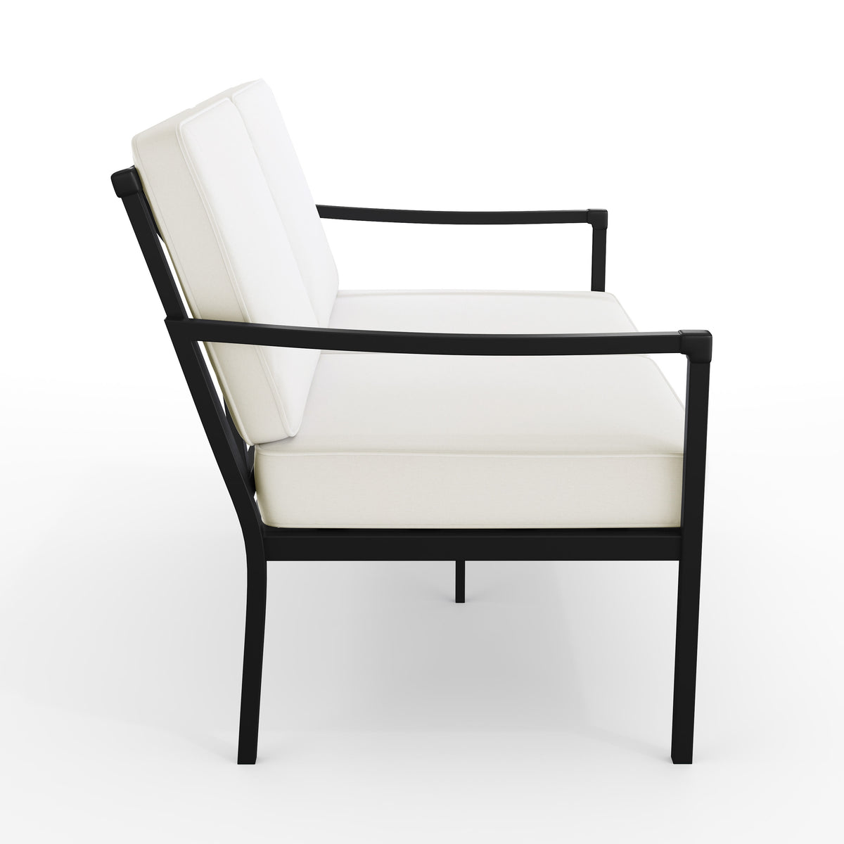 4pc Steel Patio Conversation Set with Loveseat, 2 Chairs, Coffee Table in Black