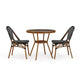 Black & White/Natural Frame |#| All Weather Woven Bistro Table and 2 Chair Set with Aluminum Frames-Black/White