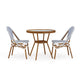 Navy & White/Natural Frame |#| All Weather Woven Bistro Table and 2 Chair Set with Aluminum Frames-Navy/White