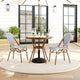Navy & White/Natural Frame |#| All Weather Woven Bistro Table and 2 Chair Set with Aluminum Frames-Navy/White