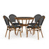 Black & White/Natural Frame |#| All Weather Woven Bistro Table and 4 Chair Set with Aluminum Frames-Black/White