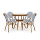 Navy & White/Natural Frame |#| All Weather Woven Bistro Table and 4 Chair Set with Aluminum Frames-Navy/White