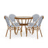 Navy & White/Natural Frame |#| All Weather Woven Bistro Table and 4 Chair Set with Aluminum Frames-Navy/White