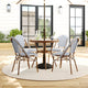 Navy & White/Natural Frame |#| All Weather Woven Bistro Table and 4 Chair Set with Aluminum Frames-Navy/White