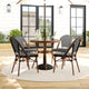 Black & White/Natural Frame |#| All Weather Woven Bistro Table and 4 Chair Set with Aluminum Frames-Black/White