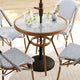 Navy & White/Natural Frame |#| All Weather Woven Bistro Table and 4 Chair Set with Aluminum Frames-Navy/White