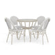 Gray & White/Gray Frame |#| All Weather Woven Bistro Table and 4 Chair Set with Aluminum Frames-White/Gray