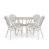 Gray & White/Gray Frame |#| All Weather Woven Bistro Table and 4 Chair Set with Aluminum Frames-White/Gray
