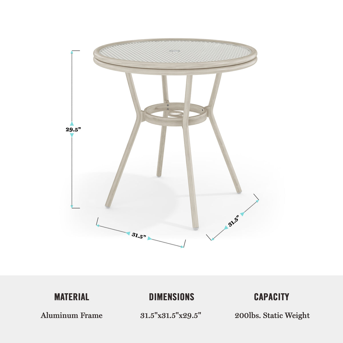 Gray & White/Gray Frame |#| All Weather Woven Bistro Table and 4 Chair Set with Aluminum Frames-White/Gray