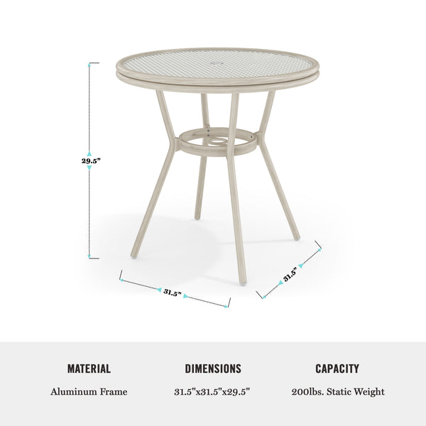 Gray & White/Gray Frame |#| All Weather Woven Bistro Table and 4 Chair Set with Aluminum Frames-White/Gray