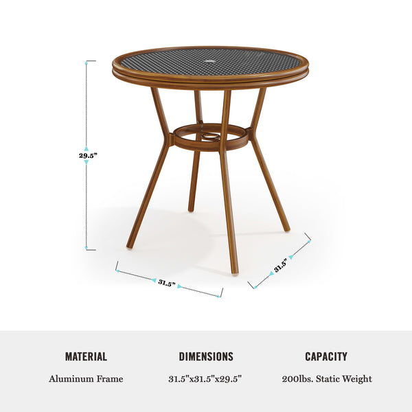 Black & White/Natural Frame |#| All Weather Woven Bistro Table and 4 Chair Set with Aluminum Frames-Black/White