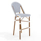 Navy & White/Natural Frame |#| All-Weather Stackable Patio Bistro Bar Stool - White/Navy with Natural Frame