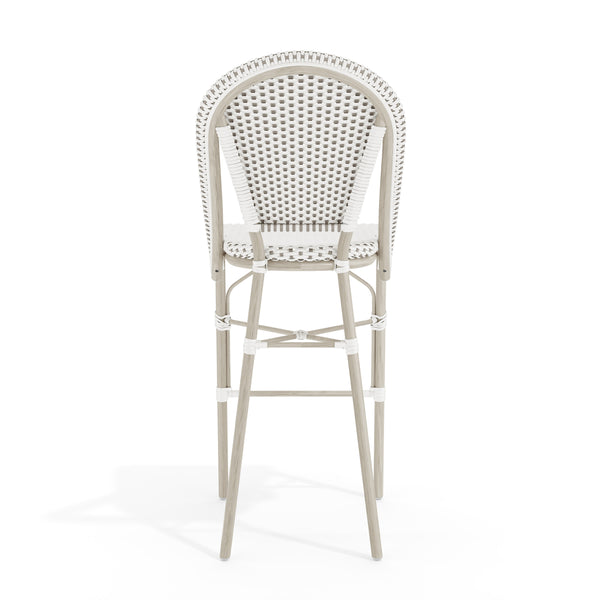 Gray & White/Gray Frame |#| All-Weather Stackable Patio Bistro Bar Stool - White/Gray with Gray Frame