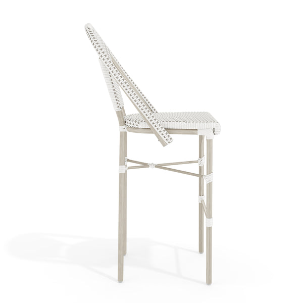 Gray & White/Gray Frame |#| All-Weather Stackable Patio Bistro Bar Stool - White/Gray with Gray Frame