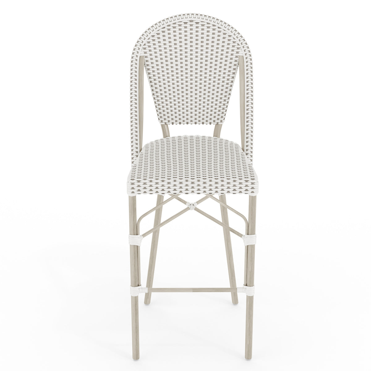 Gray & White/Gray Frame |#| All-Weather Stackable Patio Bistro Bar Stool - White/Gray with Gray Frame