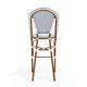 Navy & White/Natural Frame |#| All-Weather Stackable Patio Bistro Bar Stool - White/Navy with Natural Frame
