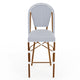 Navy & White/Natural Frame |#| All-Weather Stackable Patio Bistro Bar Stool - White/Navy with Natural Frame