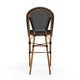 Black & White/Natural Frame |#| All-Weather Stackable Patio Bistro Bar Stool - Black/White with Natural Frame