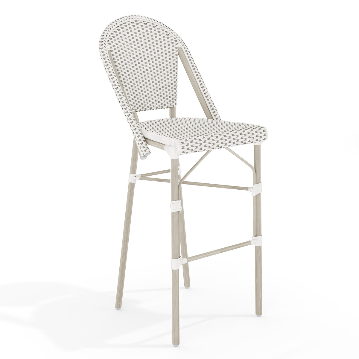Gray & White/Gray Frame |#| All-Weather Stackable Patio Bistro Bar Stool - White/Gray with Gray Frame