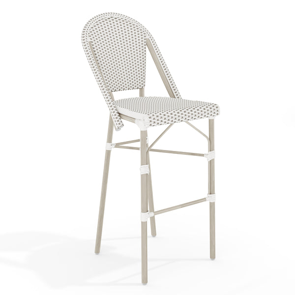 Gray & White/Gray Frame |#| All-Weather Stackable Patio Bistro Bar Stool - White/Gray with Gray Frame