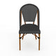 Black & White/Natural Frame |#| All-Weather Stackable Patio Bistro Dining Chair - Black/White with Natural Frame