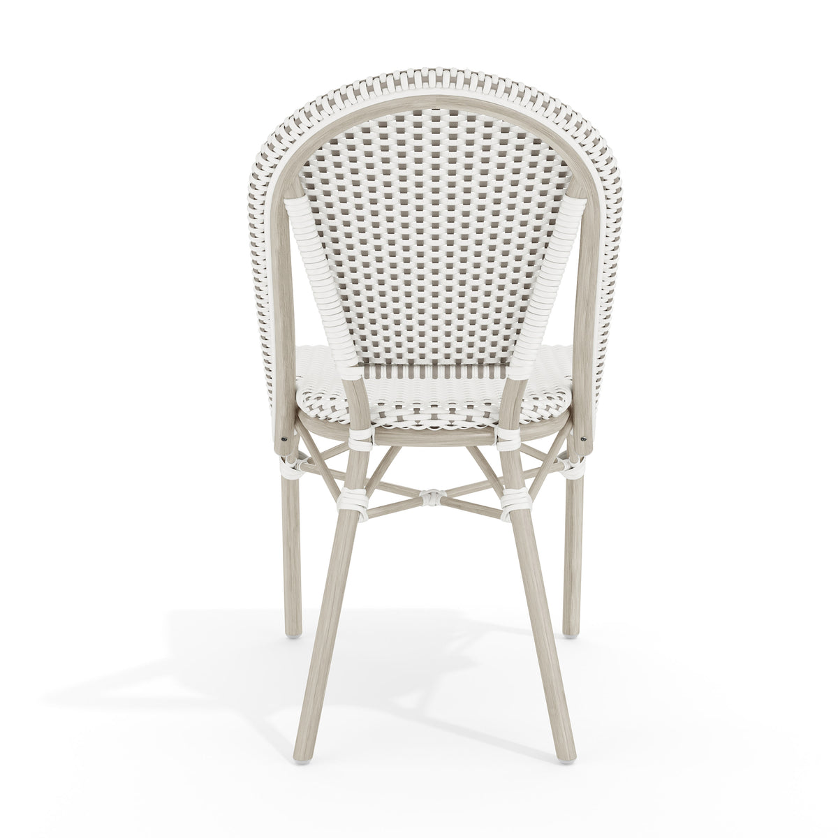 Gray & White/Gray Frame |#| All-Weather Stackable Patio Bistro Dining Chair - White/Gray with Gray Frame