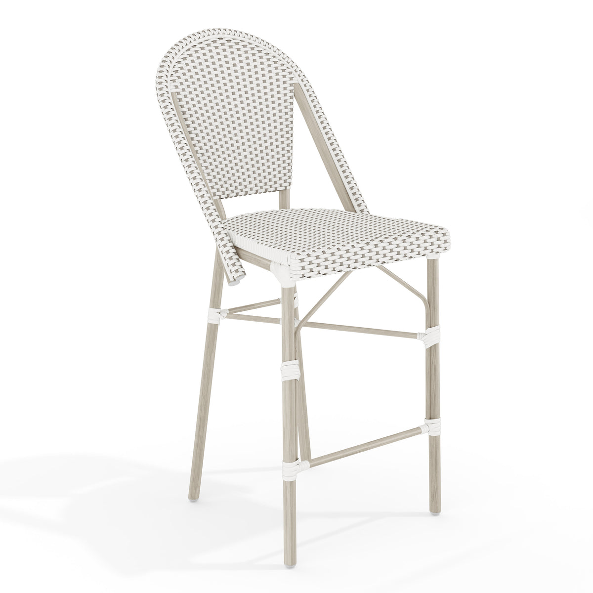 Gray & White/Gray Frame |#| All-Weather Stackable Patio Bistro Counter Stool - White/Gray with Gray Frame