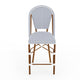 Navy & White/Natural Frame |#| All-Weather Stackable Patio Bistro Counter Stool - White/Navy with Natural Frame