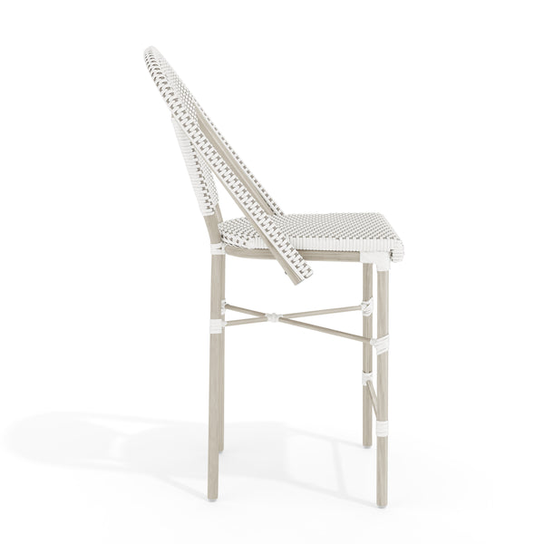 Gray & White/Gray Frame |#| All-Weather Stackable Patio Bistro Counter Stool - White/Gray with Gray Frame