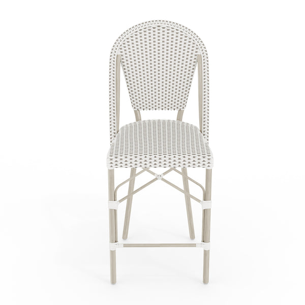 Black & White/Natural Frame |#| All-Weather Stackable Patio Bistro Counter Stool - Black/White with NAT Frame