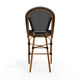 Black & White/Natural Frame |#| All-Weather Stackable Patio Bistro Counter Stool - Black/White with NAT Frame