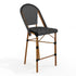 Lily Pond Indoor-Outdoor Stackable Bistro Counter Stool with Woodgrain Aluminum Finish Frame and Woven Rattan Back and Seat
