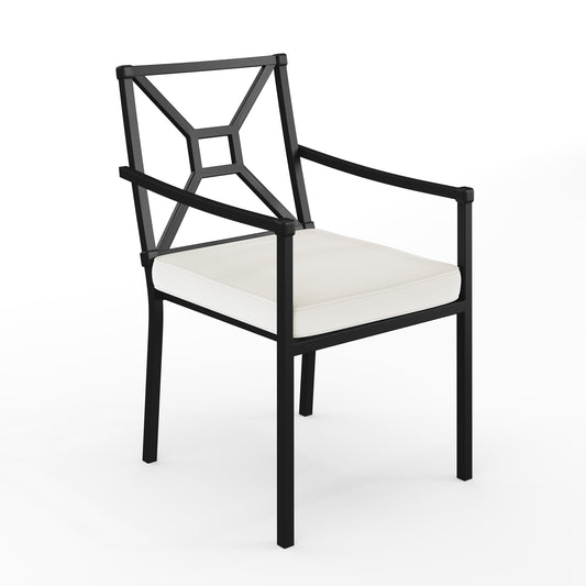 Lily Pond Indoor-Outdoor Stackable Patio Dining Armchair with Steel Frame with All-Weather Cushion