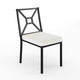 All-Weather Steel Frame Stackable Patio Dining Chair in Black with Cream Cushion