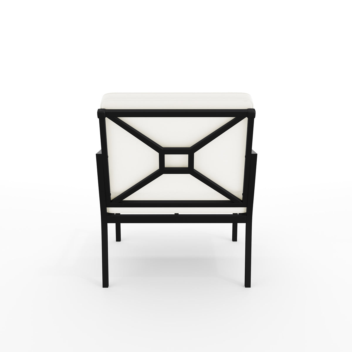 All-Weather Steel Frame Patio Chairs in Black with Cream Cushions - Set of 2