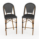 Black & White/Natural Frame |#| 2PK All-Weather Stackable Patio Bistro Bar Stools - BLK/WHT with Natural Frames