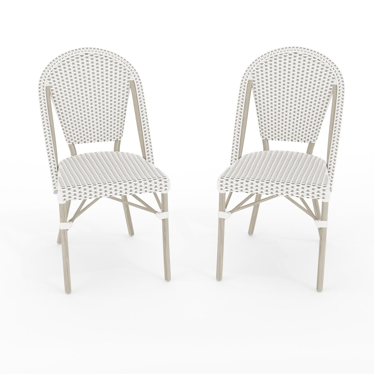 Gray & White/Gray Frame |#| 2PK All-Weather Stackable Patio Bistro Dining Chairs - White/GRY with GRY Frames