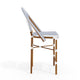Navy & White/Natural Frame |#| 2PK All-Weather Stackable Patio Bistro Counter Stools - WHT/Navy with NAT Frames