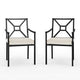 2PK All-Weather Steel Frame Stackable Patio Armchairs in BLK with Cream Cushions