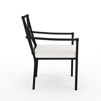 Lily Pond Set of 2 Indoor-Outdoor Stackable Patio Dining Armchairs with Steel Frames with All-Weather Cushions - View 2