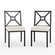 2PK All-Weather Steel Frame Stackable Patio Chairs in Black with Cream Cushions