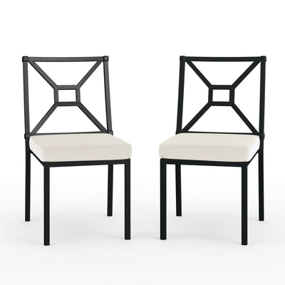 Lily Pond Set of 2 Indoor-Outdoor Stackable Patio Side Dining Chairs with Steel Frames with All-Weather Cushions - View 1